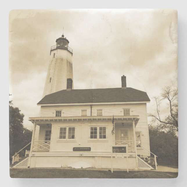 Porta-copo De Pedra Farol Sandy Hook (Frente)