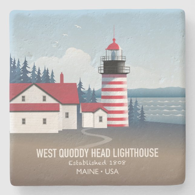 Porta-copo De Pedra Farol West Quoddy Head (Frente)