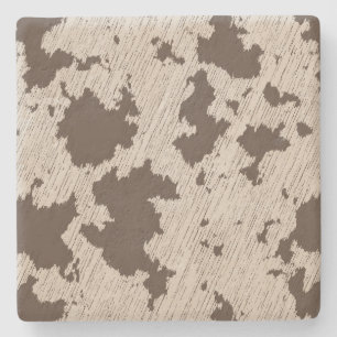 Porta-copo De Pedra Faux Cow Impressão Brown and Cream
