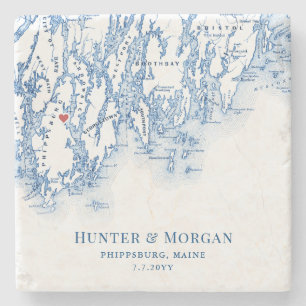 Porta-copo De Pedra Favor de Casamento de Destino de Phippsburg Maine