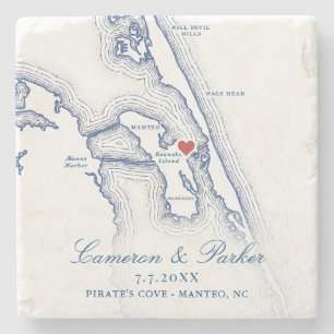 Porta-copo De Pedra Favor de Casamento Mapa de Manteo Pirate's Cove Az