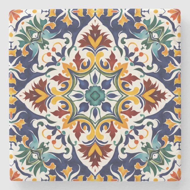 Porta-copo De Pedra Favor do casamento Talavera Blue azulejo mexicano (Frente)