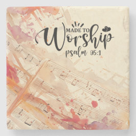 Porta-copo De Pedra Feita com uma citação cristã inspiracional Culto