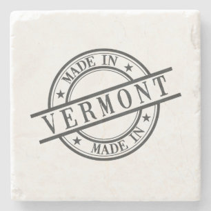 Porta-copo De Pedra Feito em Vermont Round Bber Stamp Logo preto