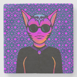 Porta-copo De Pedra Feline character