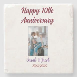 Porta-copo De Pedra Feliz 10º aniversário foto casal d
