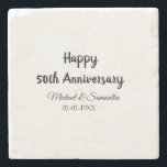 Porta-copo De Pedra Feliz 50º aniversário adicionar nome do casal data<br><div class="desc">design</div>