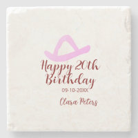 Feliz aniversário de 20 anos menina cowboy rosa no
