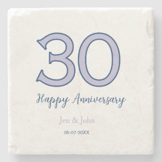 Porta-copo De Pedra Feliz aniversário de 30 anos nome data roxo pastel