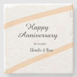 Porta-copo De Pedra Feliz aniversário de casamento laranja linhas past