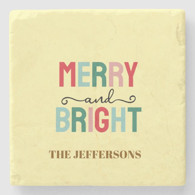 Porta-copo De Pedra Feliz Ano Novo Natal Alegre (Frente)