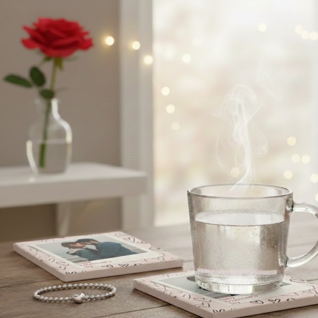 Porta-copo De Pedra Feliz Dia dos Namorados Foto Romântica Na moda (Criador carregado)