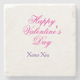 Porta-copo De Pedra Feliz dia dos namorados rosa roxo xoxo amor nome c