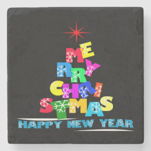 Porta-copo De Pedra Feliz Feliz ano novo de Natal