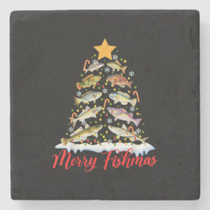 Porta-copo De Pedra Feliz Fishmas Engraçado Árvore de Natal Luzes de P