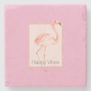 Porta-copo De Pedra Feliz Flamingo Rosa Chic