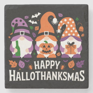 Porta-copo De Pedra Feliz Hallothanksmas Amante de Gnomos Natal Feliz