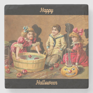 Porta-copo De Pedra Feliz Halloween Retro Poster