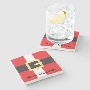 Porta-copo De Pedra Feliz Natal - Fato de Papais noeis Vermelhos