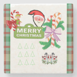 Porta-copo De Pedra Feliz Natal Marble Stone Porta copos Snowman