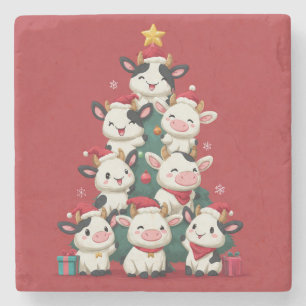Porta-copo De Pedra Feliz Natal Moo