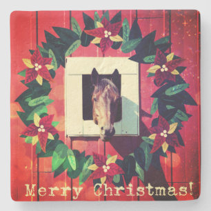 Porta-copo De Pedra Feliz Natal Red Barn