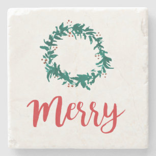 Porta-copo De Pedra Feliz Natal Wreath de Boas-vindas com o Decor de B