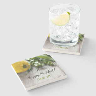 Porta-copo De Pedra Feliz Sukkot Inglês Decoração de Sukah Hebraico