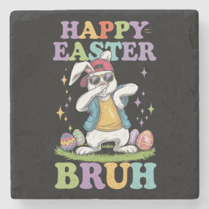 Porta-copo De Pedra Felz pascoa Bruh Funny Dabbing Bunny Rabbit