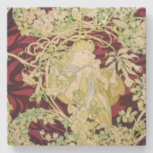 Porta-copo De Pedra Femme à marguerite - Mucha daisy têxtil repro