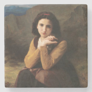 Porta-copo De Pedra Femme Mignonne de Jovem Mulher por Bouguereau