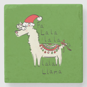 Porta-copo De Pedra Feriado de Natal Llama Cute Engraçado