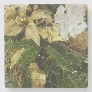 Porta-copo De Pedra Feriado de Prata e Dourado Árvore de Natal II