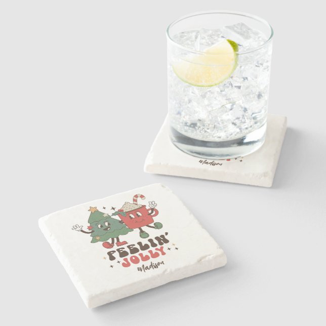 Porta-copo De Pedra Feriados de Natal Jolly Feriados Engraçados Nome d (Lateral)