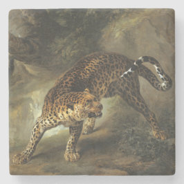 Porta-copo De Pedra Ferocious Wild Leopard (por Jean-Baptiste Oudry)