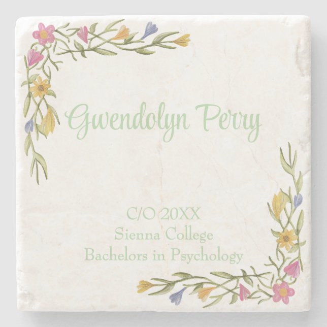 Porta-copo De Pedra Festa de Formandos Floral Boho (Frente)