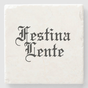 Porta-copo De Pedra Festina Lente - Torne a Coloração lenta - Frase la