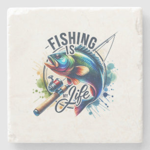 Porta-copo De Pedra Fisher Gift Fish É Minha Vida
