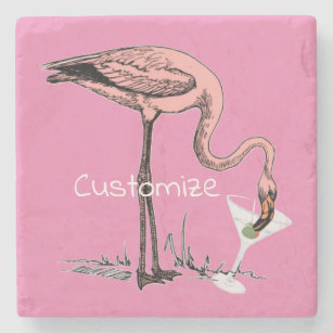 Porta-copo De Pedra Flamingo Bebendo Martini Thunder_Cove