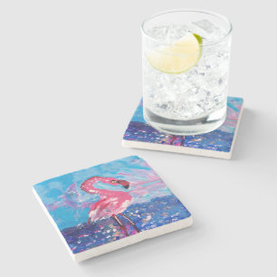 Porta-copo De Pedra Flamingo Painting