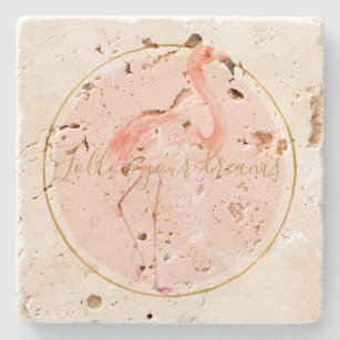 Porta-copo De Pedra Flamingo Rosa    