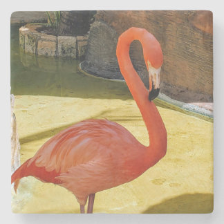 Porta-copo De Pedra Flamingo Rosa