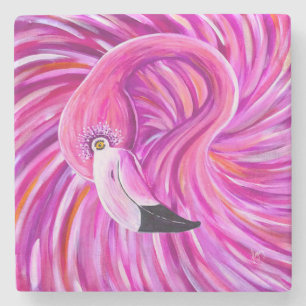 Porta-copo De Pedra Flamingo Rosa Também