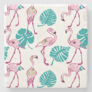 Porta-copo De Pedra Flamingos cor-de-rosa