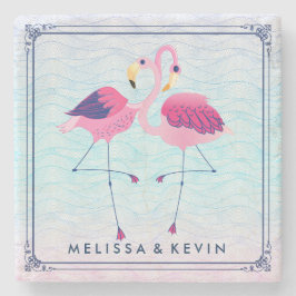 Porta-copo De Pedra Flamingos Em Ondas De Água De Abstrato Praia Estil