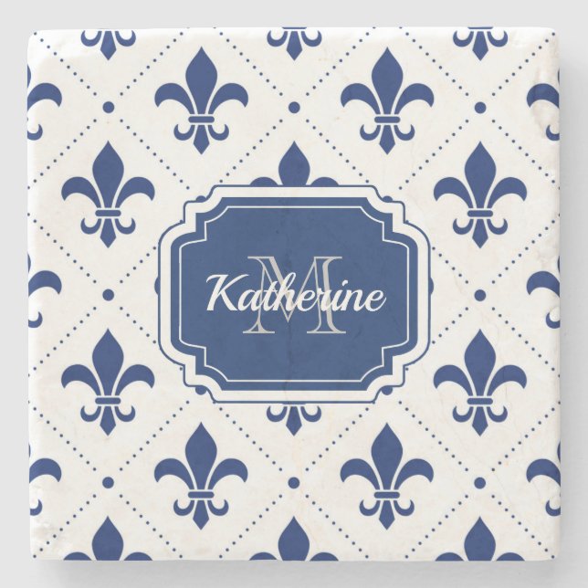 Porta-copo De Pedra Fleur-de-lis Pattern (Frente)