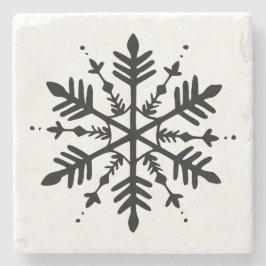 Porta-copo De Pedra Floco de Neve Minimalista Preto e Branco