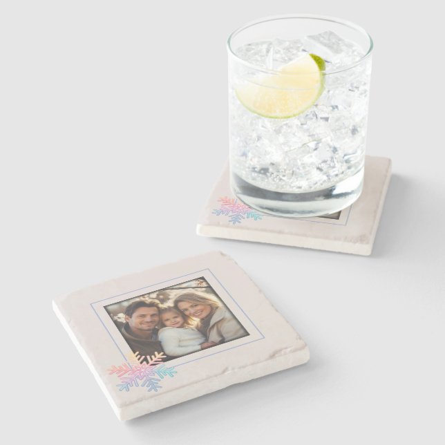 Porta-copo De Pedra Floco de neve simples (Lateral)