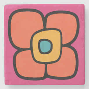 Porta-copo De Pedra Flor de Primavera Retro