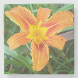 Porta-copo De Pedra Flor Laranja